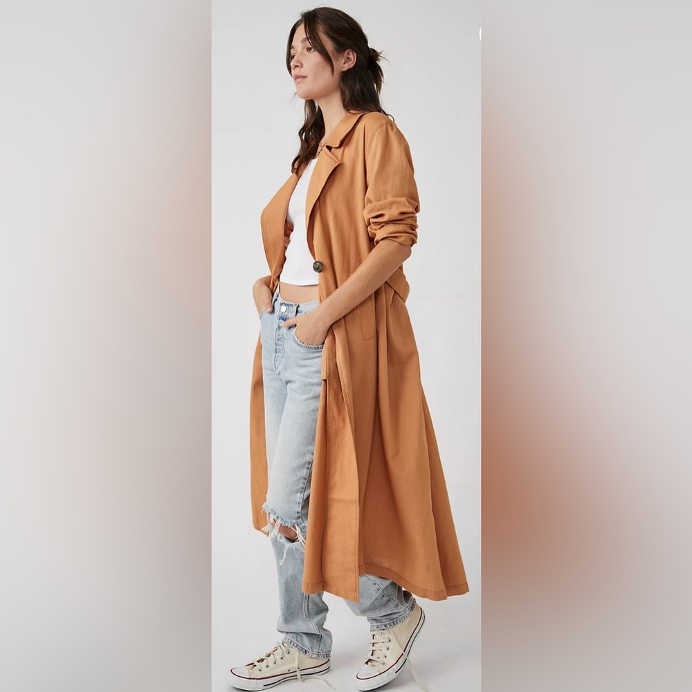 NWT Free People • We the Free Rae Linen Longline Duster XS - Picture 6 of 10